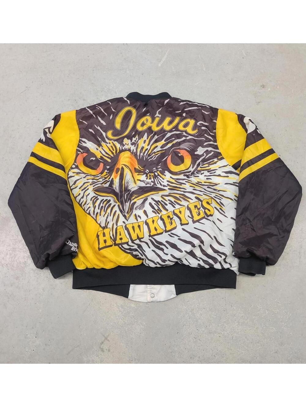 Rare Vintage 80s Iowa Hawkeyes Chalk Line USA Satin Jacket